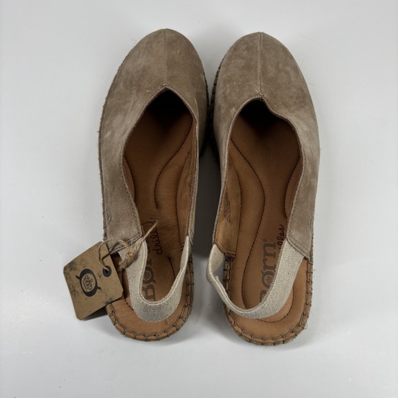 Born Shilo Women's US 9M Taupe Suede Slingback Casual Comfort Espadrille Flats - Picture 7 of 16